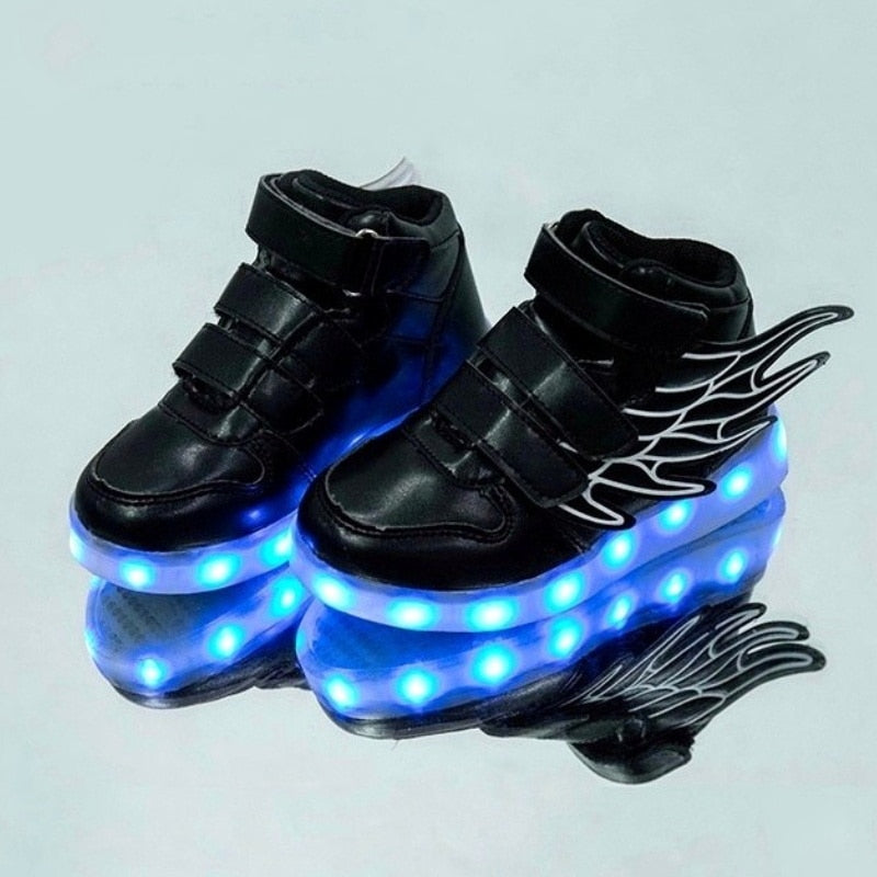 Children Light up Shoes with wing USB charging