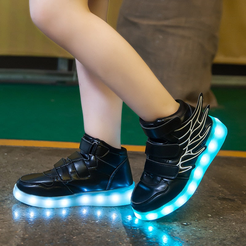 Children Light up Shoes with wing USB charging