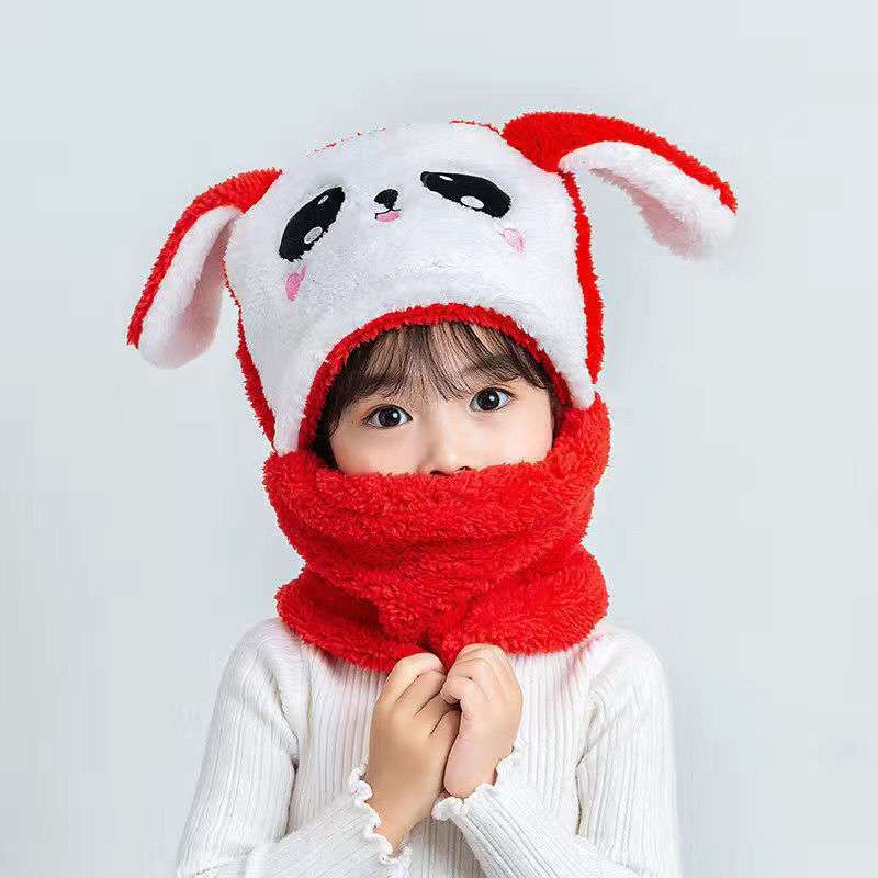 Children Two-piece Cartoon Scarf Hat