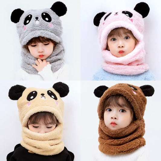 Children Two-piece Cartoon Scarf Hat