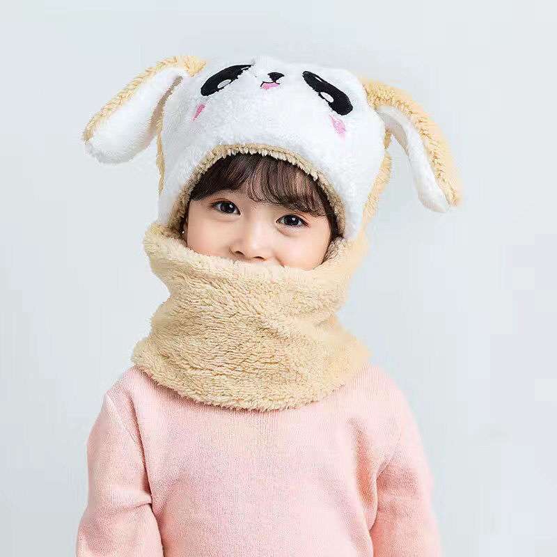 Children Two-piece Cartoon Scarf Hat