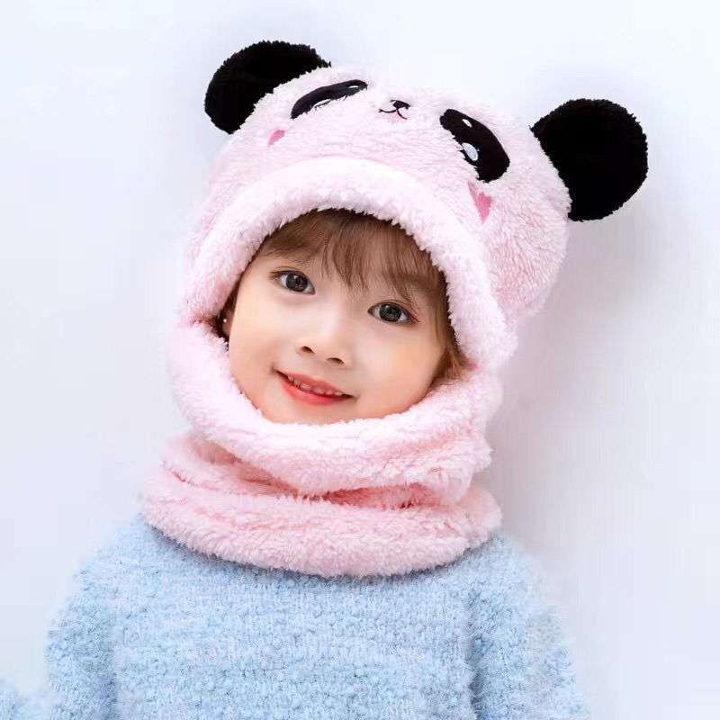 Children Two-piece Cartoon Scarf Hat